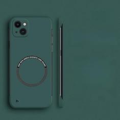 Capa de telefone magnética sem moldura de pc duro para iphone 14 pro max 13 12 11 pro mini 15 14 plus capa fina fosca, verde escuro, para iphone 15 pro