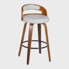 Kit 4 Banqueta para Cozinha Alta Giratória Madeira Roma