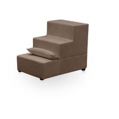 Escadinha Para Pet Baú Escadinha Para Cachorro E Gato Subir Na Cama 3 Degrau Suede Capucino