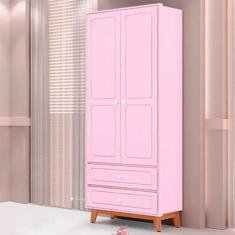Guarda-roupa Infantil Kevin 2 Portas 2 Gavetas Mdf Tuboarte Rosa