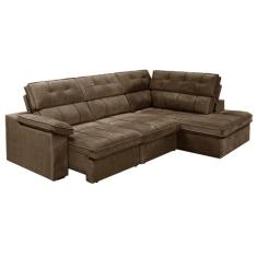 Sofá de Canto 2,84 x 2,0 m Gralha Azul Bragança, Retrátil e Reclinável