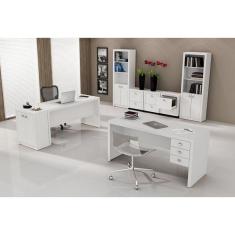 Conjunto para Home Office com 08 Peças Branco Tecno Mobili