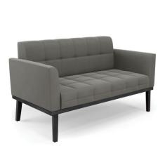 Sofá Namoradeira 2 Lugares Base de Madeira Preto Elisa Suede Grafite D