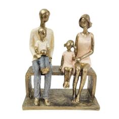 Enfeite Estatua Familia Casal 2 Filhos 22X17X8Cm No Banco