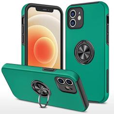Capa de silicone para iPhone 14 13 Mini 12 Pro 11 XR XS Max X 6 6S 7 8 Plus Armor Magnetic Metal Ring Stand Phone Case, verde, para iPhone 14