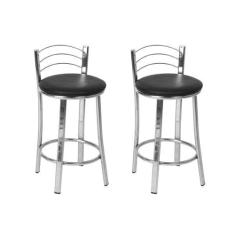 Conjunto 2 Banquetas Fernanda 45cm Fil Móveis Cromado/preto