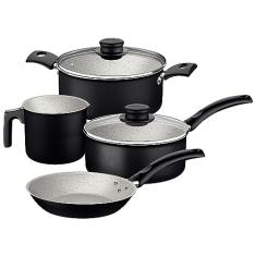 Jogo de Panelas Tramontina Turim em Aluminio com Revestimento Interno e Externo em Antiaderente Starflon Max Preto 04 Peças