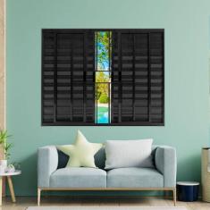 Janela Veneziana de Alumínio 6 Folhas 100 x 150cm Modular com Grade Esquadrias Bergame Preto
