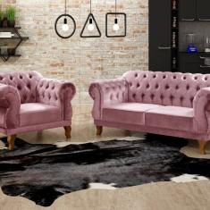 Sofá 2 e 1 Lugares Duquesa Decoração Sala Recepção Retrô Rose