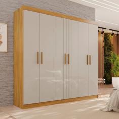 Guarda-roupa 2 Gavetas 6 Portas Lisboa Cinamomo / Off White