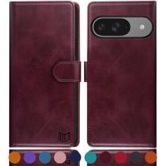 SUANPOT Capa carteira para Google Pixel 9 5G/Google Pixel 9 Pro 6.3 com suporte de cartão de crédito com bloqueio RFID, capa protetora de couro PU flip book mulheres homens para Pixel 9 capa de