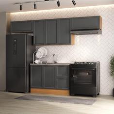 Cozinha Compacta 4 Peças 3 Aéreos 1 Balcão Soho Cabecasa Madeiramadeira Freijó/Grafite