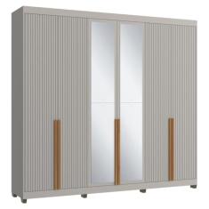 Guarda-roupas Casal 6 Portas com Espelhos Multimóveis Cr35242 Cinza/nature