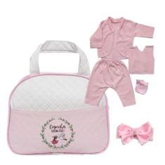 Bolsa Maternidade Rosa com Roupas para Boneca Bebê Reborn - Saída Mate