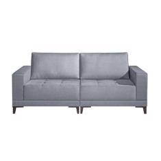 Sofá Volga 3 Lugares Linho Cinza - Mobly