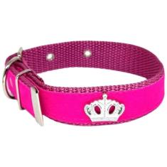 Coleira Camurça Aplique 25Mm Cachorro Nicapet Cor Rosa Nº 6