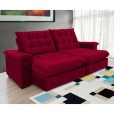 Sofá Coliseu 2,00m Retrátil E Reclinável Super Pillow  - Vinho