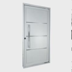 Porta de Aço Pivotante Social 217x105cm com Friso Ideal Crv Esquadrias Branco