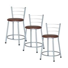 Jogo 3 Banqueta Baixa Ratan Cinza Retro