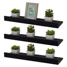 Kit 3 Prateleiras Porta Quadros 50X15cm Preta Invisível