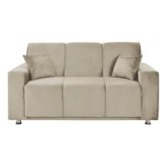 Sofá 3 Lugares Fixo Tokyo Veludo Marfim Shop Das Cabeceiras Bege Marfim