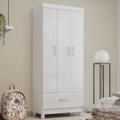 Guarda Roupa Solteiro 3 Portas E 1 Gaveta Realeza Branco