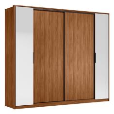 Guarda Roupa Casal 4 Portas Com Espelho E 4 Gavetas Laredo Nogueira nude Prime Tx