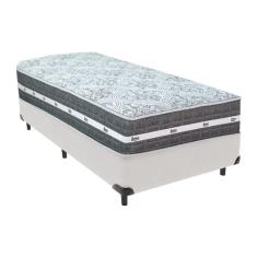 Cama Box Branco E Colchão Black Graphite Molas Ensacadas Solteiro 88x188x32 Anjos