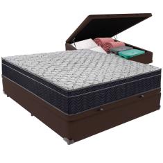 Cama Box Baú Marrom E Colchão Airtech 150 Espuma D45 Viúvo Ortobom
