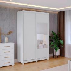 Guarda Roupa Solteiro com Espelho 2 Portas 2 Gavetas 100% MDF Dalas - 