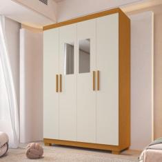 Guarda-Roupa Casal Canadá Com Espelho 4 Portas 100% MDF Linhamobília, 