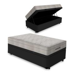 Cama Box Baú Solteiro + Colchão de Molas Ensacadas Ortobom AirTech SpringPocket 88cm