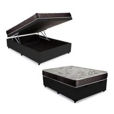 Cama Box Baú Casal Colchão Aylla Espuma D33 Acolchões + Box Sintético 55x138x188