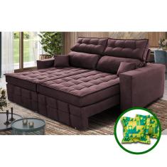 Sofá Retrátil e Reclinável 1,80m Molas Ensacadas e Costura Tripla Cama inBox Japão. Velusoft