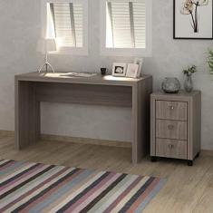 Conjunto Home Office 2 Peças Escrivaninha com Gaveteiro 3 Gavetas Espresso Móveis