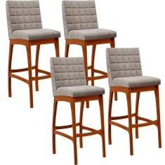 Kit 04 Banquetas Altas Cozinha Mila B04 Bouclê Bege