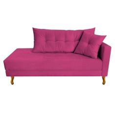 Recamier Azura 185cm Com Almofada Lado Esquerdo Suede Cor Pink