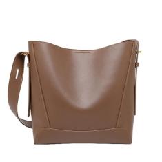 Bolsas femininas de couro genuíno com alça ajustável, Marrom