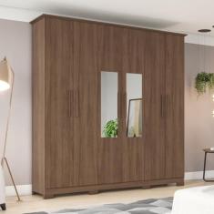 Guarda-roupa Casal 6 Portas 3 Gavetas com Espelho Cover Castanho Hp