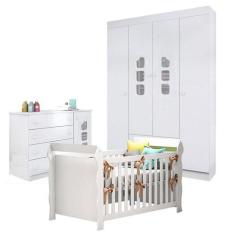 Quarto de Bebê Lívia com Berço Americano Lara Branco Brilho  Phoenix -