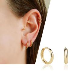 Brinco de Ouro 18k Argola Lisa Click Com Trava 12mm Infantil Segundo F