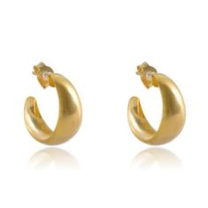 Brinco Argolinha Grossa Lisa Banhado Em Ouro 18k - Floratta Joias