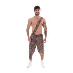 Fantasia Homem Das Cavernas Estampado Onça Adulto Masculino - Fantasia
