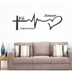 Adesivo Decorativo De Parede Frase Fé, Amor E Esperança