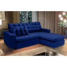 Sofá Berlin 2.65x2.10m com Chaise Super Pillow Top - Azul - Sofisticat