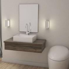 Bancada para Banheiro 80cm com Cuba Q39 e Espelheira 801W Metrópole Comapace