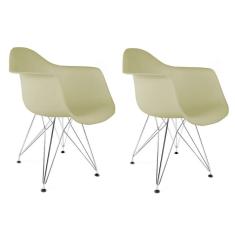 Conjunto com 2 Cadeiras Eiffel Cromado e Bege