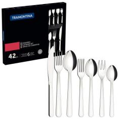Faqueiro Tramontina Malibu Aço Inox 42 Peças, Inox, 42
