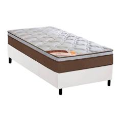 Cama Box Solteiro: Colchão Molas  Ensacadas Castor Revolution + Base CRC Courano White (88x188)