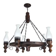 Lustre Muller Roda Carroça  5 Lâmpadas Envelhecido 905E